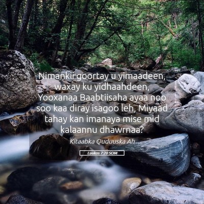 Picture 05 - Luukos 7:20 SOM - Nimankii goortay u yimaadeen, waxay ku - Bible Verse Picture