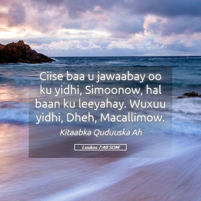 Picture 05 - Luukos 7:40 SOM - Ciise baa u jawaabay oo ku yidhi, Simoonow, hal - Bible Verse Picture