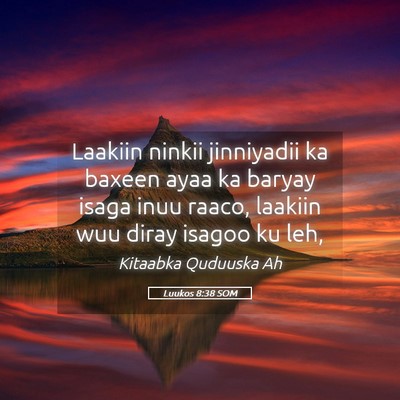 Picture 05 - Luukos 8:38 SOM - Laakiin ninkii jinniyadii ka baxeen ayaa ka - Bible Verse Picture