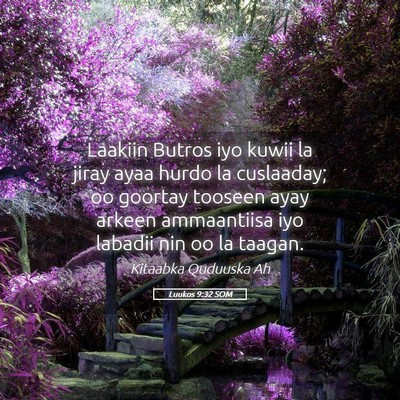 Picture 05 - Luukos 9:32 SOM - Laakiin Butros iyo kuwii la jiray ayaa hurdo la - Bible Verse Picture