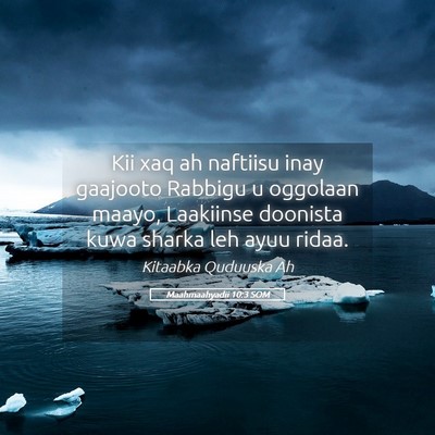 Picture 05 - Maahmaahyadii 10:3 SOM - Kii xaq ah naftiisu inay gaajooto Rabbigu u - Bible Verse Picture