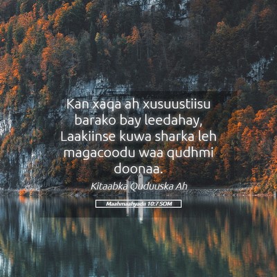 Picture 05 - Maahmaahyadii 10:7 SOM - Kan xaqa ah xusuustiisu barako bay leedahay, - Bible Verse Picture