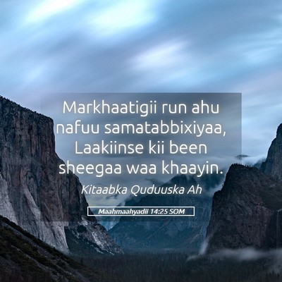 Picture 05 - Maahmaahyadii 14:25 SOM - Markhaatigii run ahu nafuu samatabbixiyaa, - Bible Verse Picture