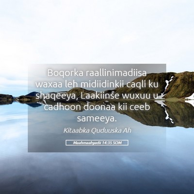 Picture 05 - Maahmaahyadii 14:35 SOM - Boqorka raallinimadiisa waxaa leh midiidinkii - Bible Verse Picture