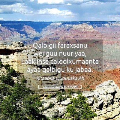 Picture 05 - Maahmaahyadii 15:13 SOM - Qalbigii faraxsanu wejiguu nuuriyaa, Laakiinse - Bible Verse Picture