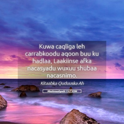 Picture 05 - Maahmaahyadii 15:2 SOM - Kuwa caqliga leh carrabkoodu aqoon buu ku hadlaa, - Bible Verse Picture