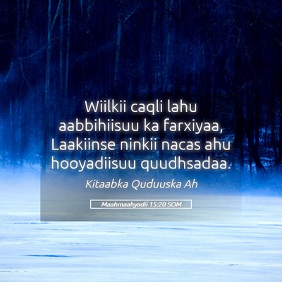 Picture 05 - Maahmaahyadii 15:20 SOM - Wiilkii caqli lahu aabbihiisuu ka farxiyaa, - Bible Verse Picture