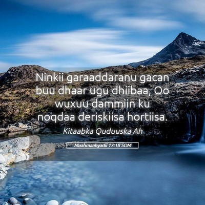 Picture 05 - Maahmaahyadii 17:18 SOM - Ninkii garaaddaranu gacan buu dhaar ugu dhiibaa, - Bible Verse Picture