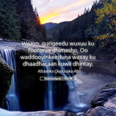 Picture 05 - Maahmaahyadii 2:18 SOM - Waayo, gurigeedu wuxuu ku foororaa dhimasho, Oo - Bible Verse Picture