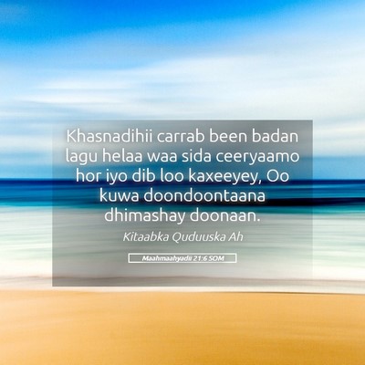 Picture 05 - Maahmaahyadii 21:6 SOM - Khasnadihii carrab been badan lagu helaa waa sida - Bible Verse Picture