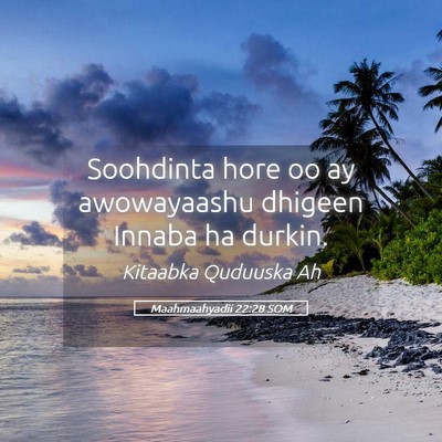 Picture 05 - Maahmaahyadii 22:28 SOM - Soohdinta hore oo ay awowayaashu dhigeen Innaba - Bible Verse Picture