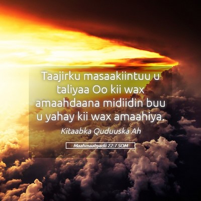 Picture 05 - Maahmaahyadii 22:7 SOM - Taajirku masaakiintuu u taliyaa Oo kii wax - Bible Verse Picture