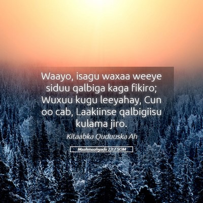 Picture 05 - Maahmaahyadii 23:7 SOM - Waayo, isagu waxaa weeye siduu qalbiga kaga - Bible Verse Picture