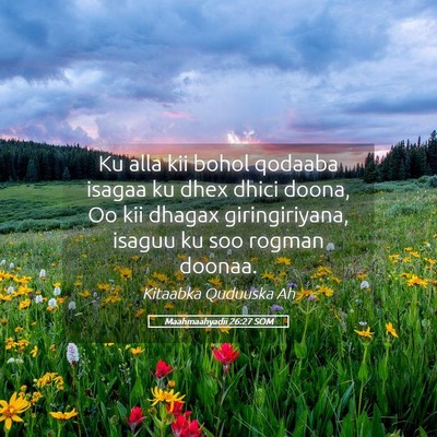 Picture 05 - Maahmaahyadii 26:27 SOM - Ku alla kii bohol qodaaba isagaa ku dhex dhici - Bible Verse Picture