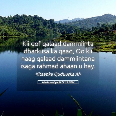 Picture 05 - Maahmaahyadii 27:13 SOM - Kii qof qalaad dammiinta dharkiisa ka qaad, Oo - Bible Verse Picture