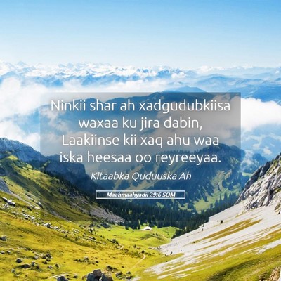Picture 05 - Maahmaahyadii 29:6 SOM - Ninkii shar ah xadgudubkiisa waxaa ku jira dabin, - Bible Verse Picture