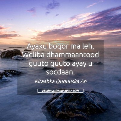 Picture 05 - Maahmaahyadii 30:27 SOM - Ayaxu boqor ma leh, Weliba dhammaantood guuto - Bible Verse Picture