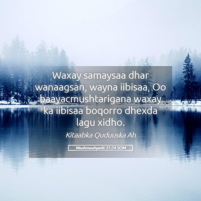 Picture 05 - Maahmaahyadii 31:24 SOM - Waxay samaysaa dhar wanaagsan, wayna iibisaa, Oo - Bible Verse Picture