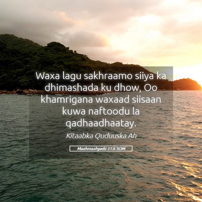 Picture 05 - Maahmaahyadii 31:6 SOM - Waxa lagu sakhraamo siiya ka dhimashada ku dhow, - Bible Verse Picture