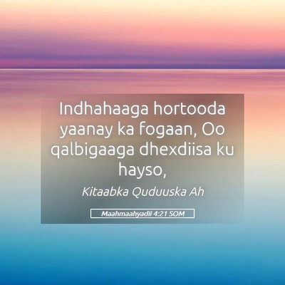 Picture 05 - Maahmaahyadii 4:21 SOM - Indhahaaga hortooda yaanay ka fogaan, Oo - Bible Verse Picture