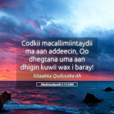 Picture 05 - Maahmaahyadii 5:13 SOM - Codkii macallimiintaydii ma aan addeecin, Oo - Bible Verse Picture
