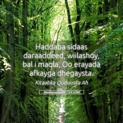Picture 05 - Maahmaahyadii 7:24 SOM - Haddaba sidaas daraaddeed, wiilashoy, bal i - Bible Verse Picture