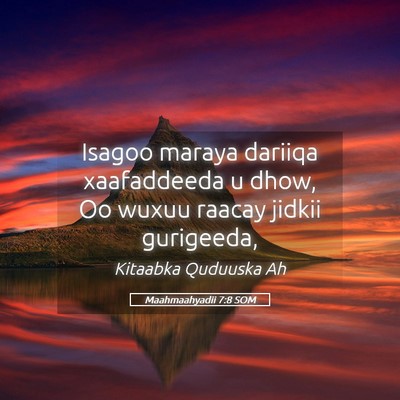 Picture 05 - Maahmaahyadii 7:8 SOM - Isagoo maraya dariiqa xaafaddeeda u dhow, Oo - Bible Verse Picture