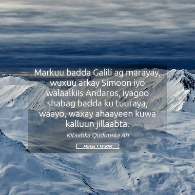 Picture 05 - Markos 1:16 SOM - Markuu badda Galili ag marayay, wuxuu arkay - Bible Verse Picture