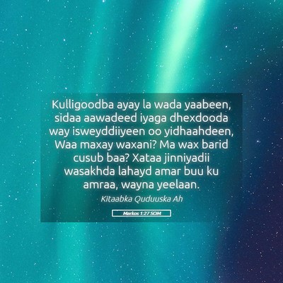 Picture 05 - Markos 1:27 SOM - Kulligoodba ayay la wada yaabeen, sidaa aawadeed - Bible Verse Picture