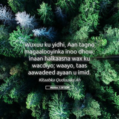 Picture 05 - Markos 1:38 SOM - Wuxuu ku yidhi, Aan tagno magaalooyinka inoo - Bible Verse Picture