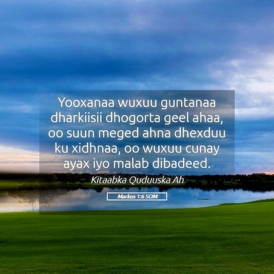 Picture 05 - Markos 1:6 SOM - Yooxanaa wuxuu guntanaa dharkiisii dhogorta geel - Bible Verse Picture