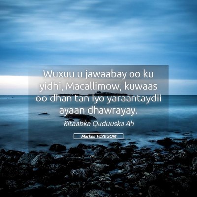 Picture 05 - Markos 10:20 SOM - Wuxuu u jawaabay oo ku yidhi, Macallimow, kuwaas - Bible Verse Picture