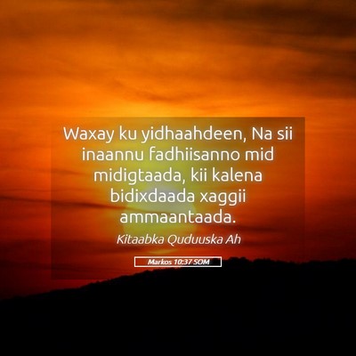 Picture 05 - Markos 10:37 SOM - Waxay ku yidhaahdeen, Na sii inaannu fadhiisanno - Bible Verse Picture