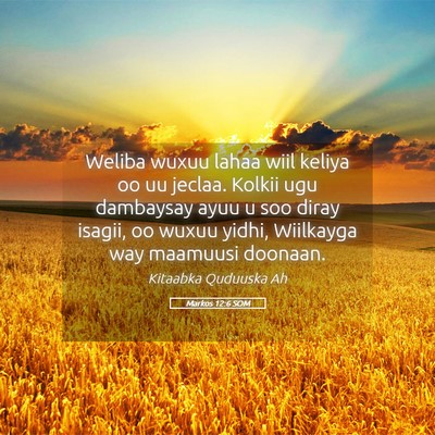 Picture 05 - Markos 12:6 SOM - Weliba wuxuu lahaa wiil keliya oo uu jeclaa. - Bible Verse Picture