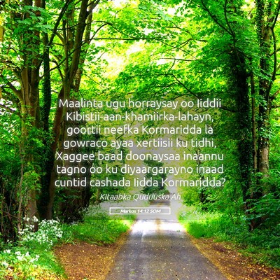 Picture 05 - Markos 14:12 SOM - Maalinta ugu horraysay oo Iiddii - Bible Verse Picture