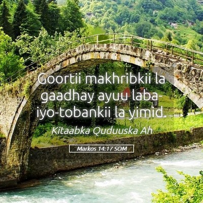 Picture 05 - Markos 14:17 SOM - Goortii makhribkii la gaadhay ayuu - Bible Verse Picture