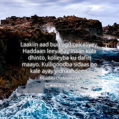 Picture 05 - Markos 14:31 SOM - Laakiin aad buu ugu celceliyey, Haddaan leeyahay - Bible Verse Picture