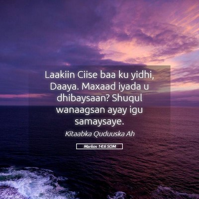 Picture 05 - Markos 14:6 SOM - Laakiin Ciise baa ku yidhi, Daaya. Maxaad iyada u - Bible Verse Picture