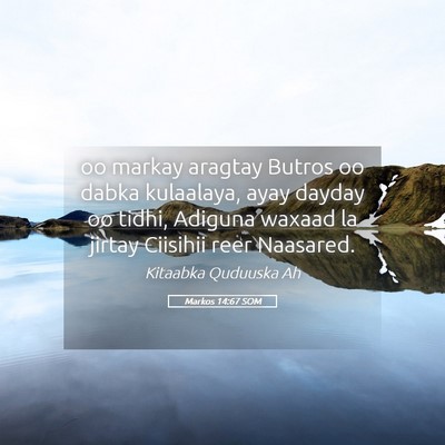 Picture 05 - Markos 14:67 SOM - oo markay aragtay Butros oo dabka kulaalaya, ayay - Bible Verse Picture