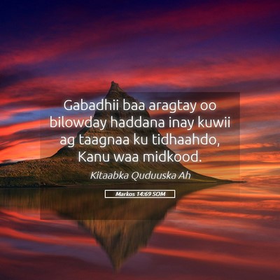 Picture 05 - Markos 14:69 SOM - Gabadhii baa aragtay oo bilowday haddana inay - Bible Verse Picture
