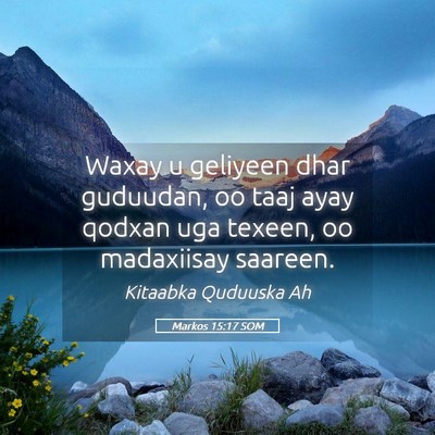 Picture 05 - Markos 15:17 SOM - Waxay u geliyeen dhar guduudan, oo taaj ayay - Bible Verse Picture