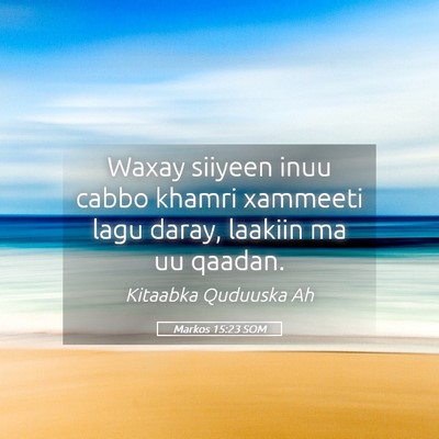 Picture 05 - Markos 15:23 SOM - Waxay siiyeen inuu cabbo khamri xammeeti lagu - Bible Verse Picture