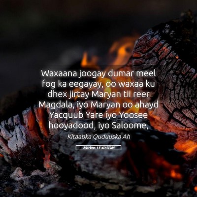 Picture 05 - Markos 15:40 SOM - Waxaana joogay dumar meel fog ka eegayay, oo - Bible Verse Picture