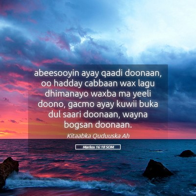 Picture 05 - Markos 16:18 SOM - abeesooyin ayay qaadi doonaan, oo hadday cabbaan - Bible Verse Picture
