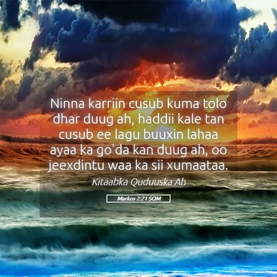 Picture 05 - Markos 2:21 SOM - Ninna karriin cusub kuma tolo dhar duug ah, - Bible Verse Picture