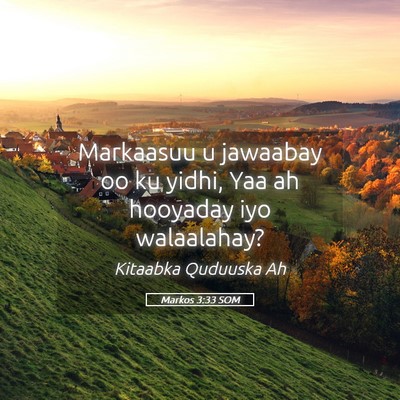 Picture 05 - Markos 3:33 SOM - Markaasuu u jawaabay oo ku yidhi, Yaa ah hooyaday - Bible Verse Picture