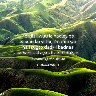 Picture 05 - Markos 3:9 SOM - Xertiisii wuu la hadlay oo wuxuu ku yidhi, Doonni - Bible Verse Picture