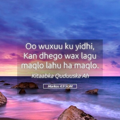 Picture 05 - Markos 4:9 SOM - Oo wuxuu ku yidhi, Kan dhego wax lagu maqlo lahu - Bible Verse Picture