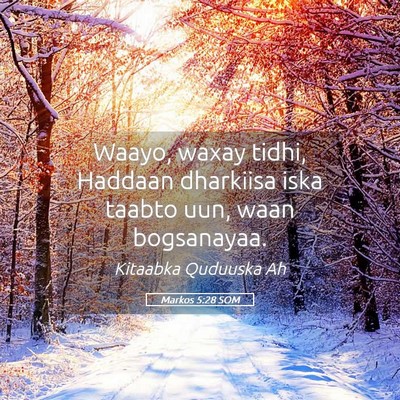 Picture 05 - Markos 5:28 SOM - Waayo, waxay tidhi, Haddaan dharkiisa iska taabto - Bible Verse Picture