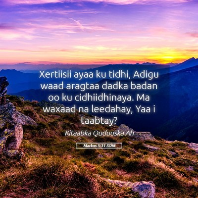 Picture 05 - Markos 5:31 SOM - Xertiisii ayaa ku tidhi, Adigu waad aragtaa dadka - Bible Verse Picture